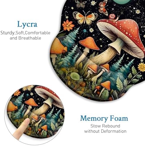 Blusabaca Mushroom Mouse Pad Wrist Rest Ergonomic Mousepad Wrist Support
