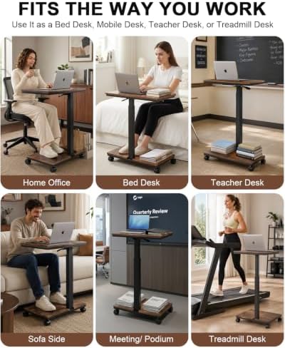 Moricher Rolling Desk Adjustable Height, Small Standing Desk with Wheels