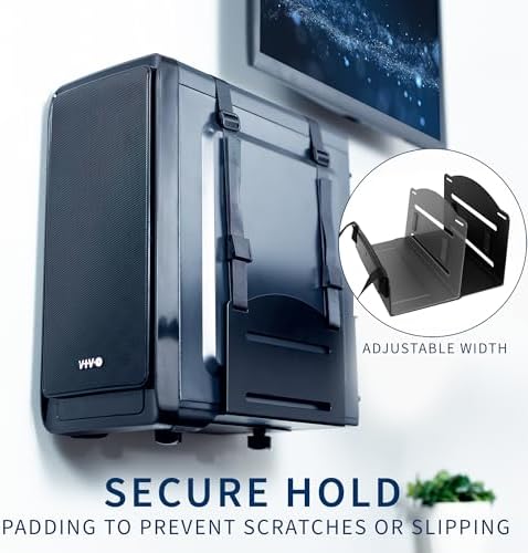 VIVO Sit-Stand 17 to 32 inch Single Monitor Wall Mount with Pneumatic Arm Keyboard Tray and PC Wall Mount Combo, Max VESA 100x100mm, Black, MOUNT-VWKB1P