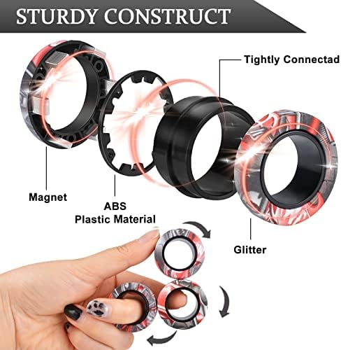 Cevioce 3Pcs Magnetic Rings Fidget Toy Set, ADHD Anxiety Magnetic Fidget Toys Adults Fidget Spinner Rings for Relief, Easter Gifts for Kids 8+ Year Old Easter Basket Stuffers for Teens Boys Girls B