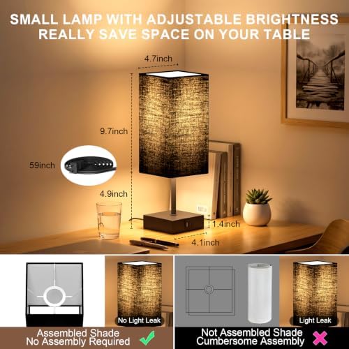 Bedside Lamp for Bedroom Touch Control Nightstand Lamp with USB C+A