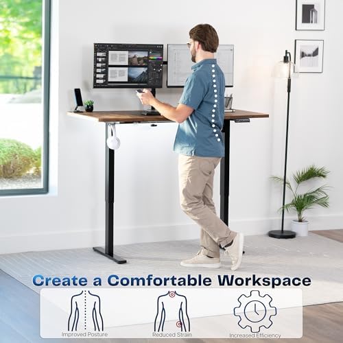 VIVO Rustic Vintage Brown 60 x 30 in Standing Desk, DESK-KIT-1B6N-30