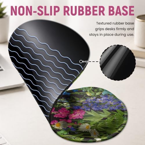 Ergonomic Mouse Pad with Wrist Rest, Gel Wrist Support, Bloom