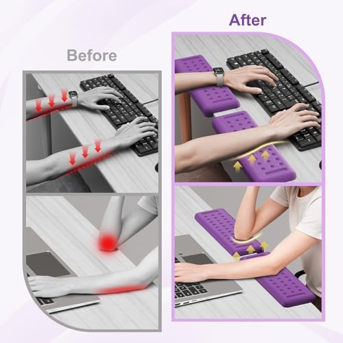 Leolee L-Shaped Desk Elbow Pads for Desk, Purple Memory Foam Arm Rest