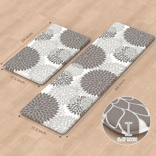 KIMODE Anti Fatigue Kitchen Mats for Floor Cushioned Kitchen Rugs Sets of 2