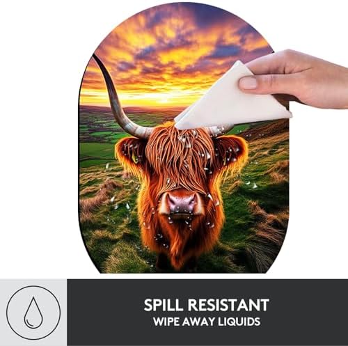 Small Mouse pad, Portable, Waterproof Non-Slip Rubber Bottom, Suitable for Wireless Mouse, Laptop Keyboard Tray for Both Men and Women, Office Travel 7.1x10.6in，Highland Cow