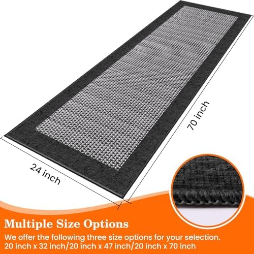StepRite Kitchen Rugs, Kitchen Mats for Floor, 70"x24" Non-Slip Machine-Washable Kitchen Throw Rug, Absorbent Runner Rugs Office, Sink Standing Desk Mat, Decor Carpet, Black