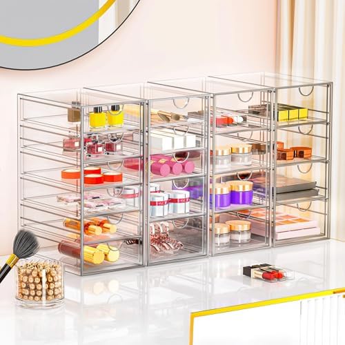 YFXCVSL 6-Pack Acrylic 31-Drawer Storage & Makeup Organizer for Desk