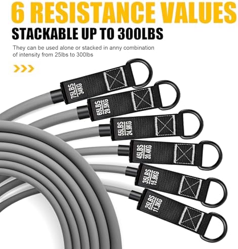 HPYGN Heavy Resistance Bands, 300LBS Exercise Bands for Working Out, Fitness Bands with Handles, Workout Bands for Men, Weight Bands Set for Muscle Training, Strength, Slim, Yoga, Home Gym Equipment