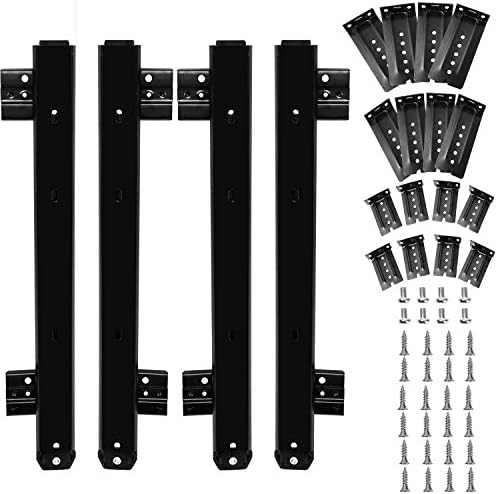 KINJOEK 4 PCS 14 Inch Under Desk Keyboard Tray Rails Slides, Adjustable Height Heavy Duty Ball Bearing Keyboard Mount Track, Black