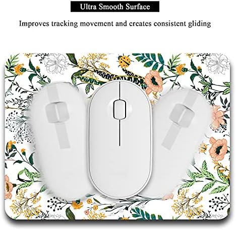 Small Mouse Pad, Mini Mouse Pad 6 x 8 Inch, Thick Rubber Waterproof Mouse Mat, Cute Floral Mousepad for Women Kids Wireless Mouse Mini Laptops Keyboard Tray Home Office Travel, White Flowers