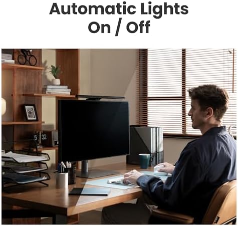 BenQ ScreenBar Pro LED Monitor Light Bar (Black) - Ultrawide Lighting, Motion Sensor, Adjustable Brightness/Color Temperature, Eye-Care USB-C Monitor lamp, No Glare, Curved Monitors, Monitor accessory