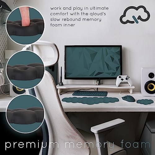 Cloud Keyboard Wrist Rest – Create-ables Qloud Cloud Wrist Rest for Computer Keyboard and Mouse, Ergonomic Memory Foam Wrist Pad with Non-Slip Base, Includes Cloud Mouse Pad – Dark Teal