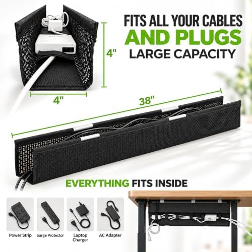 Mesh Cable Management Tray Under Desk Cord Organizer - 38"