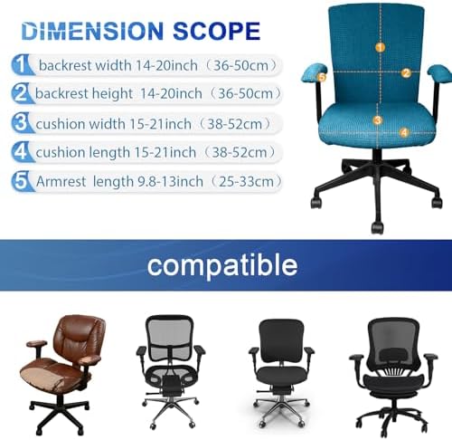 Tallew 4 Pcs Office Chair Covers Stretchable Armrest Seat,XL,Emerald Green