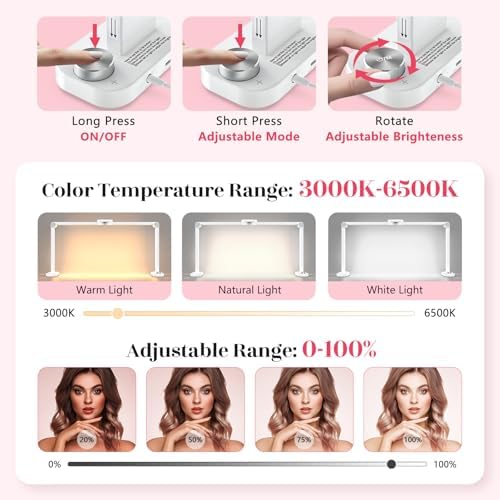 Yokilly Large Half Moon Light: 34" Shadow-Free Nail Light for Manicurist