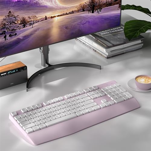 Links9+ Ergonomic Wireless Bluetooth Keyboard with Wrist Rest(Pink)