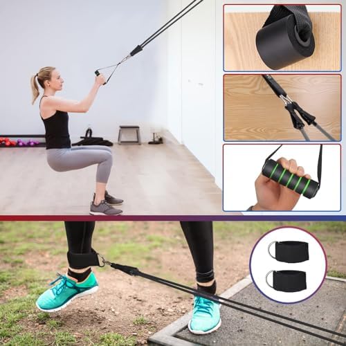 WIKDAY Exercise Resistance Bands with Handles for Working Out Workout Bands Set with Door Anchor for Physical Therapy, Yoga, Pilates