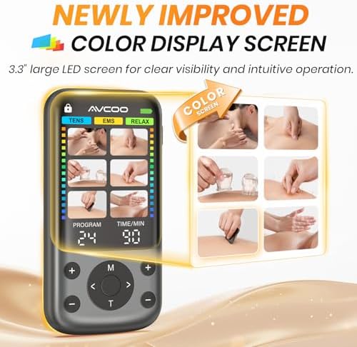 AVCOO Color Screen 24 Modes TENS Unit Muscle Stimulator for Pain Relief