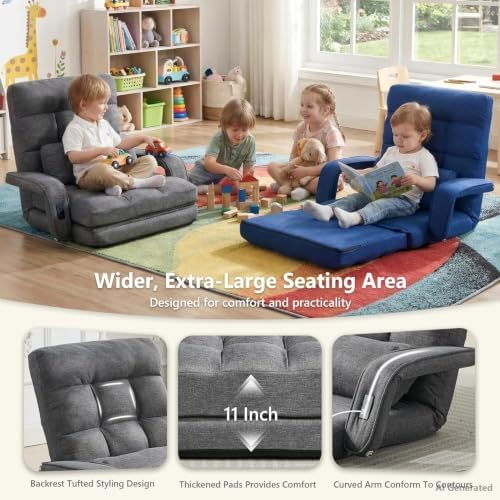 Comfy Floor Chair with Adjustable Backrest, Gaming Sofa Chairs (Grey)