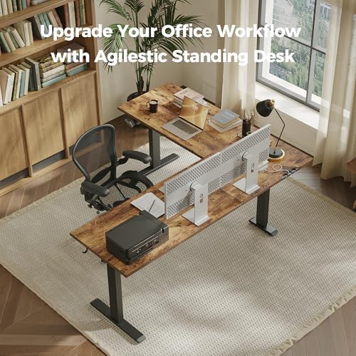 Agilestic L Shaped Standing Desk Adjustable Height, 75 Inch, Rustic Brown