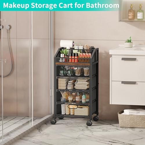 HapiRm Rolling Makeup Cart Organizer - Desk Vanity Storage Cart on Wheels