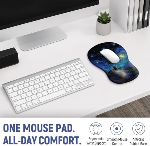 Ergonomic Mouse Pad with Wrist Rest, Gel Wrist Support, Starry