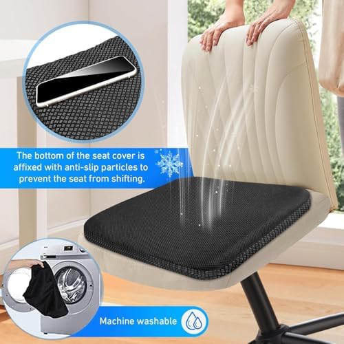 Gel Seat Cushion for Long Sitting Hip Pain, 20x20inch Jumbo Thick Soft & Breathable Cushion for Wheelchair Gel Seat Cushion for Office Home Chairs (Black)
