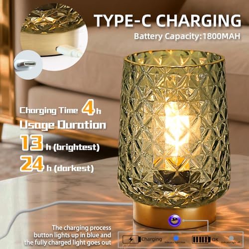 MJ PREMIER Rechargeable Table Lamp Smalll Cordless Lamp Dimmable Brightness