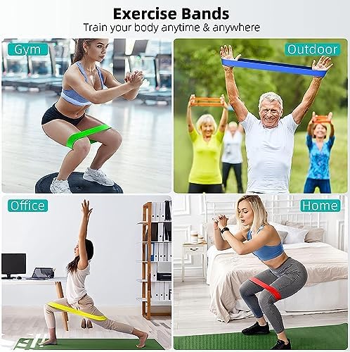 Resistance Bands for Working Out, 5-Pack Elastic Exercise Bands for Strength Training, Stretching, Workout; Home Gym Equipment for Women Men, Pilates Yoga Physical Therapy, Leg Glute Arm Exercise Kit