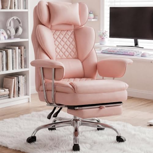 N-GEN GAMING Big and Tall Gaming Chair with Footrest, Reclining Chair, Pink