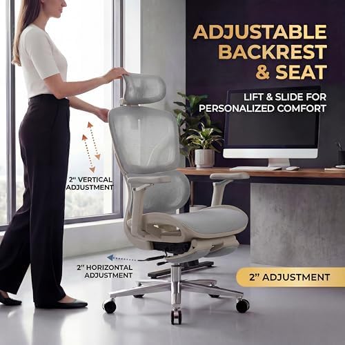 Ergonomic Massage Office Chair, Big & Tall 400lbs, Mesh, Gray