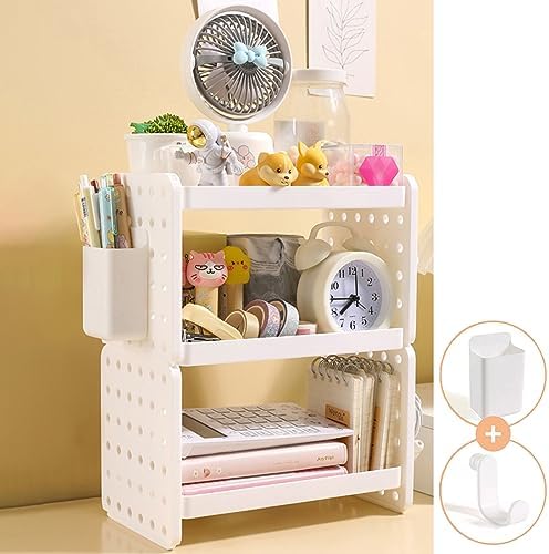 Lae Nuvole 3-Tier Desktop Organizer Shelf with Pen Holder, White