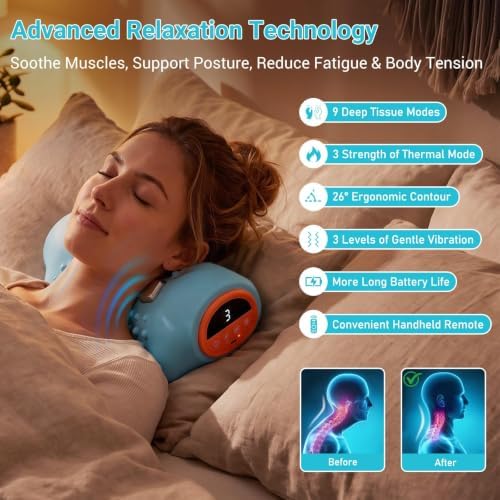 4-in-1 Neck Massager Pillow with Heat, Vibration and Gentle Stretching
