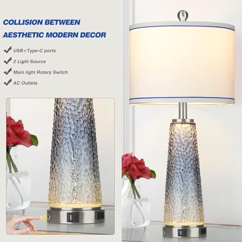 Lolikit 26" Coastal Table Lamp for Living Room, Nightstand Lamp for Bedroom