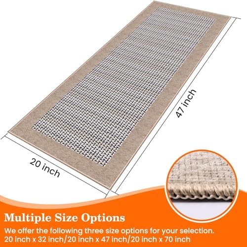StepRite Kitchen Rugs, Kitchen Mat for Floor, 47"x20" Non-Slip Machine-Washable Commercial Floor Mat, Absorbent Heavy-Duty Rug for Office & Home, Sink Standing Mat, Entryway Carpet, Door Mat, Khaki