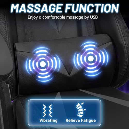 HOFFREE Gaming Chair with RGB LED Lights,Racing Style Computer Chair-Grey