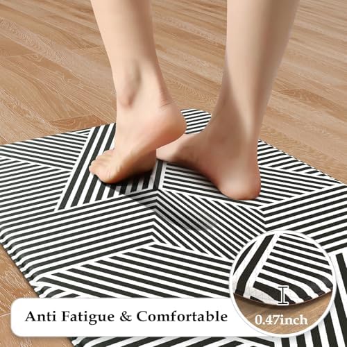 KIMODE Anti Fatigue Kitchen Mats, Padded Kitchen Floor Mats 17"x47"+17"x29"