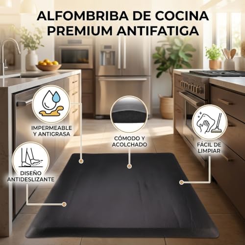 Anti Fatigue Floor Mat, Non Slip PVC Kitchen Mat, and Standing Desk Mat for Home Office Hotel (17 x 27 Inch, Black)