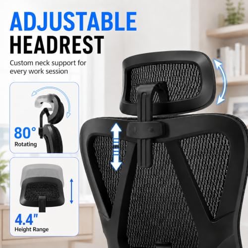 Ergonomic Office Chair, Full Mesh Desk Chair with 5D Armrests