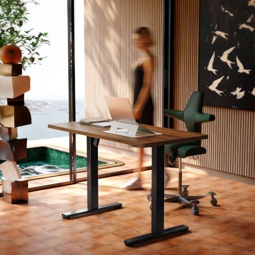 HUANUO 43x24 Inch Electric Standing Desk, Height Adjustable, Black Walnut