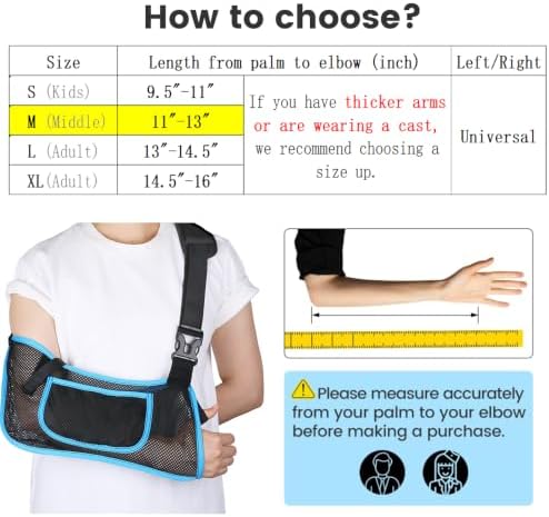 mosago Arm Sling, Lightweight Breathable Mesh Shoulder Immobilizer, Medium