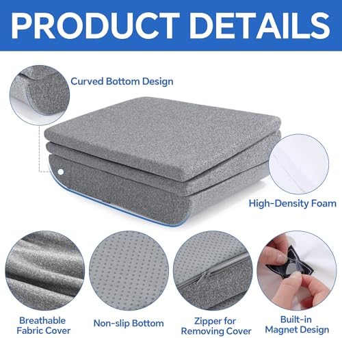 MABOZOO Magnetic Height Adjustable Booster Seat Cushions, 6 Inch Thick Office Chair Seat Cushion for Chair, 3-Layer Thick Butt Pad for Car, Wheelchair, Home, Office (17.7 * 15.7 * 6 Inch)