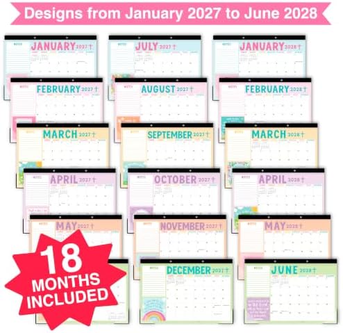 Large Desk Calendar 2027 - Desktop Calendar 2027-2028