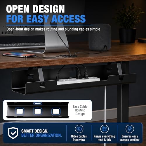 Under Desk Cable Management Tray 23.6" – Steel Wire Cable Holder Organizer for Work from Home, Office & Gaming Setup