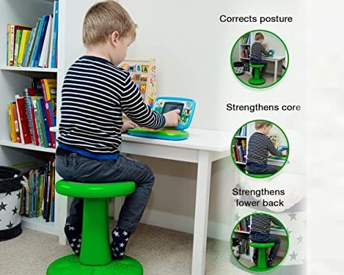 Studico ActiveChairs - Kids Wobble Stool - Flexible Classroom Seating for Focus & Posture, Green