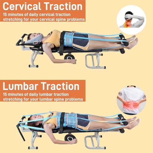 Fitness Full Body Traction Table, Cervical Traction Bench & Lumbar Traction Bed, Home Stretch Machine for Tension Relief, Back Stretcher Traction Spinal Decompression Devices, Lumbar Stretching