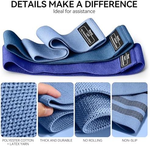 Renoj Resistance Bands for Working Out: 3-Set Professional Exercise Bands for Pilates, Yoga, Home Gym, Booty, Leg Training | Heavy/Medium/Light Fabric Loops for Women Men
