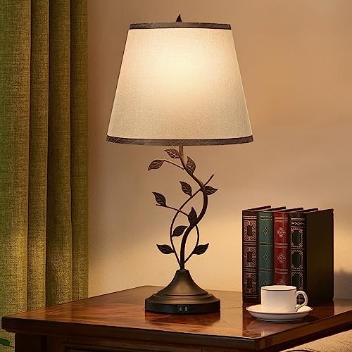 Kakanuo Table Lamp for Living Room, Bedside Lamp for Bedroom, Rustic Lamp