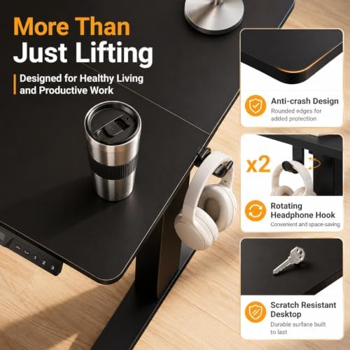 Claiks Electric Standing Desk 35x20 Inch Adjustable Desk, Black